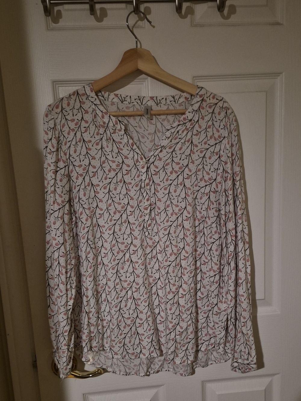 Soyaconcept Floral Print V-Neck Long Sleeve Blouse Top Large
